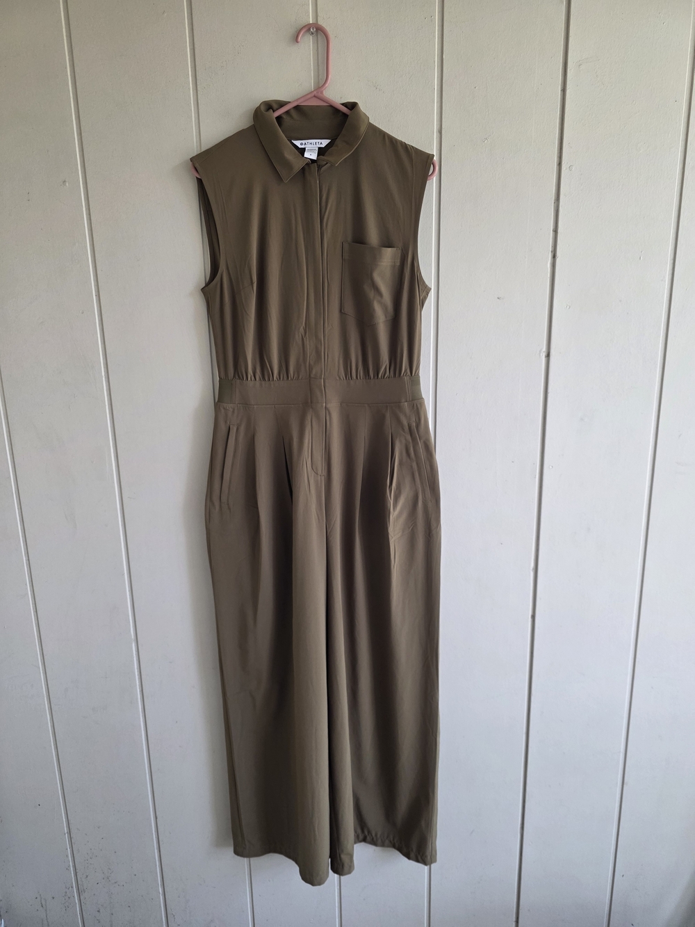 Athleta Brooklyn Heights Wide Leg Jumpsuit Acacia Olive Sz 6